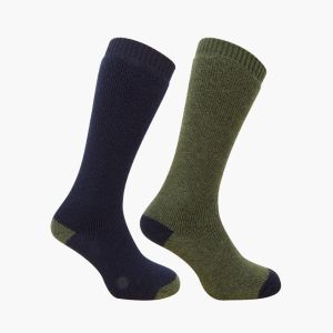 Country Long Socks Dark Green/Navy (Twin Pack)